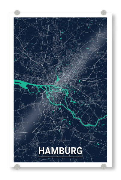 Acrylglasbild "Hamburg CityMap" artboxONE - Städte / Hamburg,Kartografie