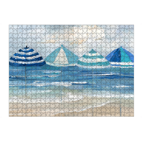 Puzzle Ravensburger "Regenschirmreihe" artboxONE - Reise / Strand und Meer - Sonnenschirm,Strand,Meer,Küste,Küste - Bild sonnenschirm