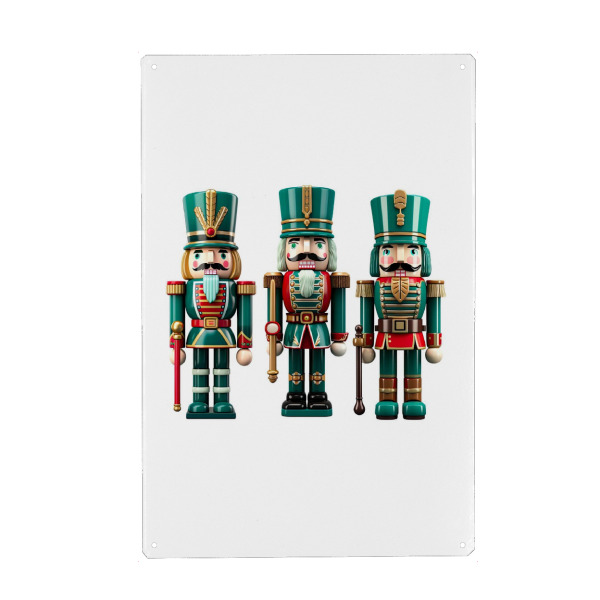 Metall Poster "Drei grüne Weihnachtsnussknacker" artboxONE - Menschen,Fashion,Weihnachten,Lustig