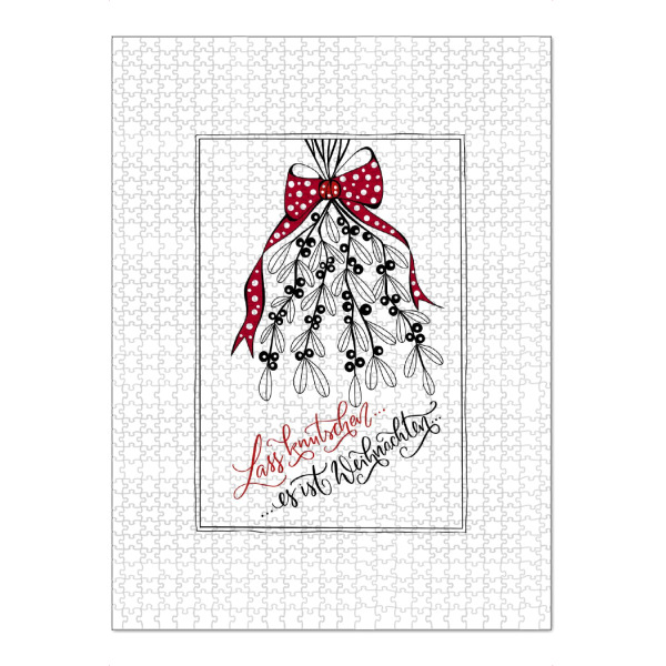 Puzzle Ravensburger "Lass Knutschen - Typo" artboxONE - Weihnachten - Weihnachten,Advent,Adventskalender,Geschenk,Mistelzweig,Küssen