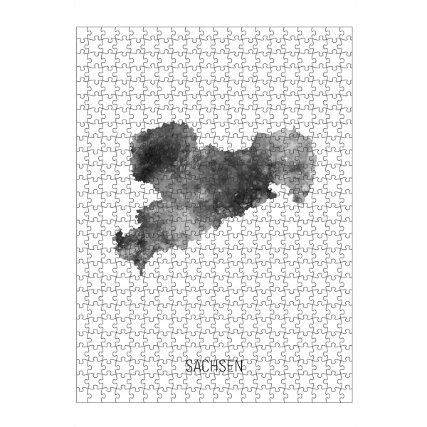 artboxONE Puzzle "Sachsen Landeskarte BW" artboxONE - Schwarzweiß,Kartografie - Sachsen,Karte,Aquarell,Malerei,Landeskarte,Deutschland