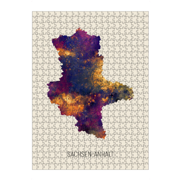 Puzzle Ravensburger "Landeskarte Sachsen-Anhalt Beige" artboxONE - Kartografie - Sachsen-anhalt,Karte,Aquarell,Malerei,Landeskarte,Deutschland