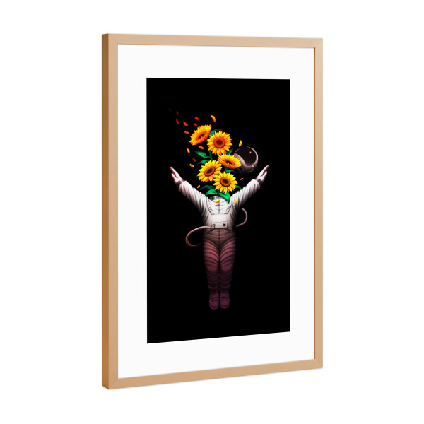 Poster mit Rahmen Kupfer "Surya Namaskar Sonnengruß" artboxONE - Floral,Galaxy
