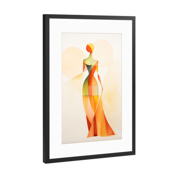 Poster mit Rahmen Schwarz (Metallic) "Geometrische Frau" artboxONE - Abstrakt,Menschen,Fashion