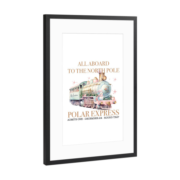 Poster mit Rahmen Schwarz (Metallic) "Bild des Polarexpresszuges" artboxONE - Fashion,Weihnachten,Buchstaben,Lustig