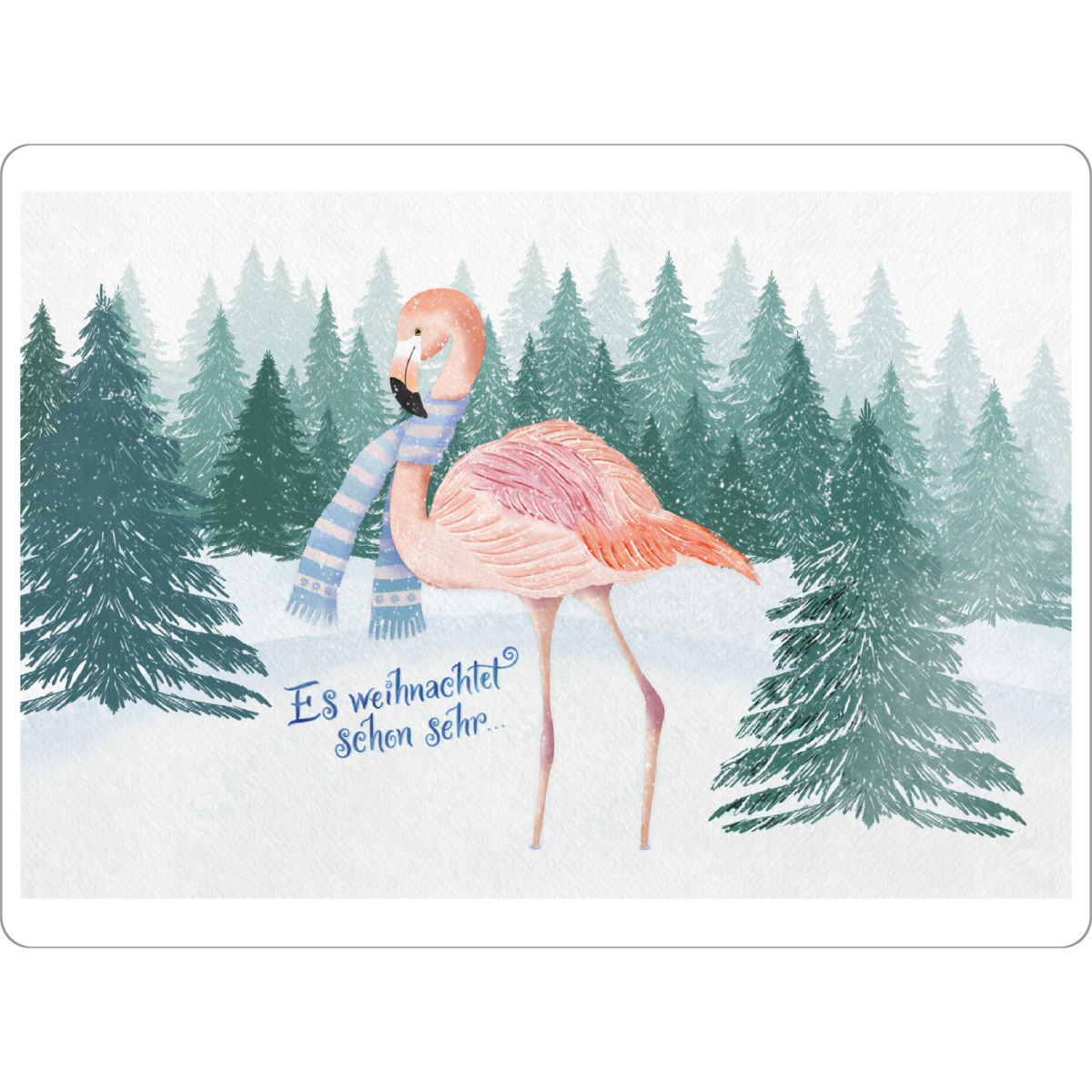 Tischset "Flamingo im Schnee" artboxONE - Typografie,Tiere,Weihnachten