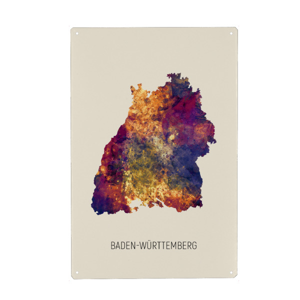 Holzbild "Baden-Württemberg Karte Beige" artboxONE - Kartografie - Baden-württemberg,Karte,Aquarell,Malerei,Landeskarte,Deutschland