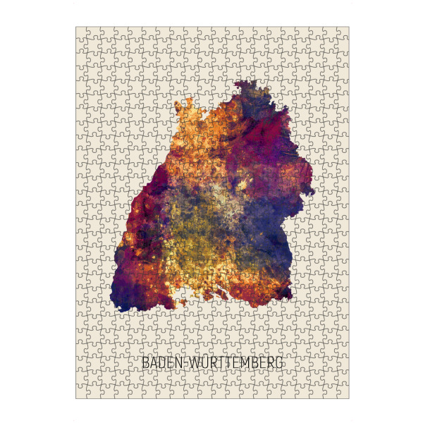 artboxONE Puzzle "Baden-Württemberg Karte Beige" artboxONE - Kartografie - Baden-württemberg,Karte,Aquarell,Malerei,Landeskarte,Deutschland