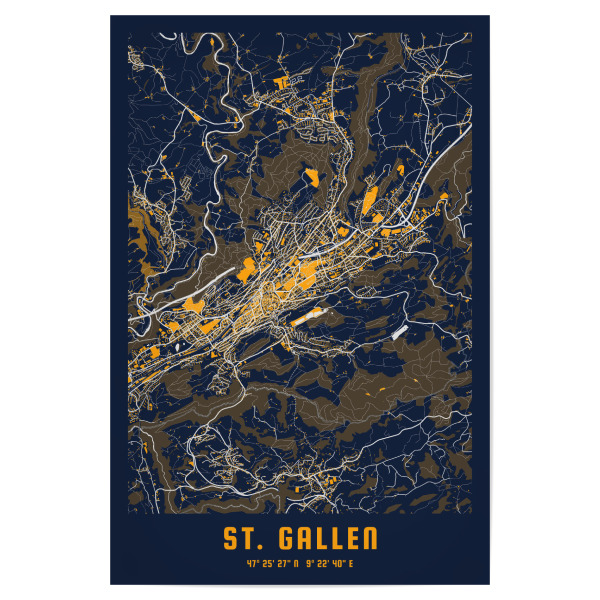 Poster 30x20 cm "St. Gallen Wandbild" artboxONE - Städte,Kartografie
