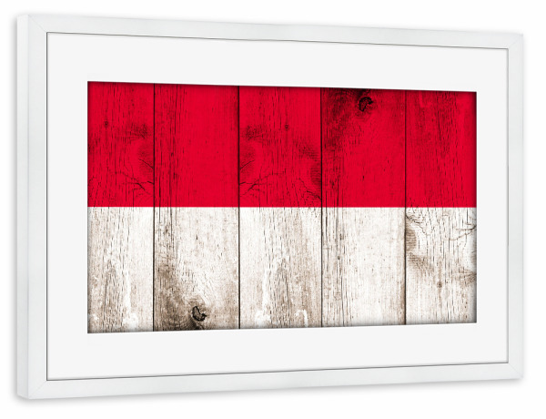 Poster mit Rahmen weiß "Indonesia Vintage Flag" artboxONE - Reise,Reise / Asien,Reise / Länder