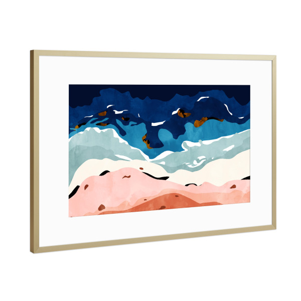 Poster mit Rahmen Gold "Ozeanherz" artboxONE - Abstrakt