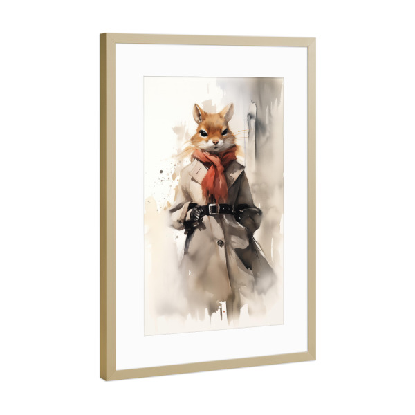 Poster mit Rahmen Gold "Mode-Eichhörnchen" artboxONE - Tiere,Fashion,Lustig