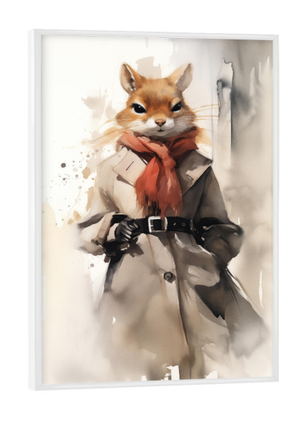 Poster mit weißem Rahmen "Mode-Eichhörnchen" artboxONE - Tiere,Fashion,Lustig