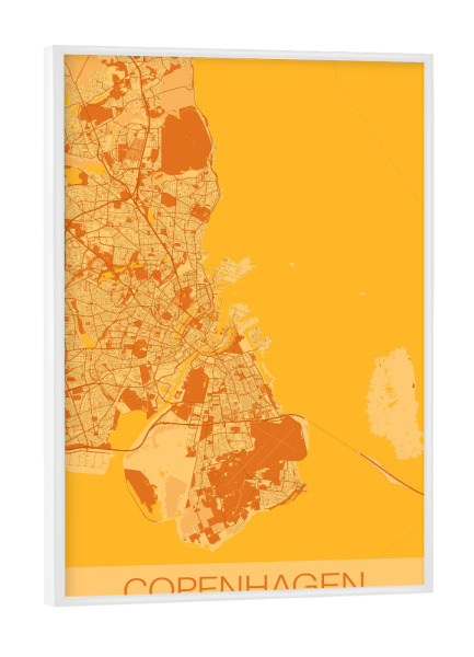 Poster mit weißem Rahmen "København Stadtplan" artboxONE - Städte / København,Kartografie