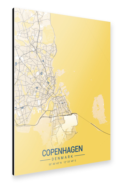 Alu-Dibond "Kopenhagen Stadt Map" 30x20 cm artboxONE
