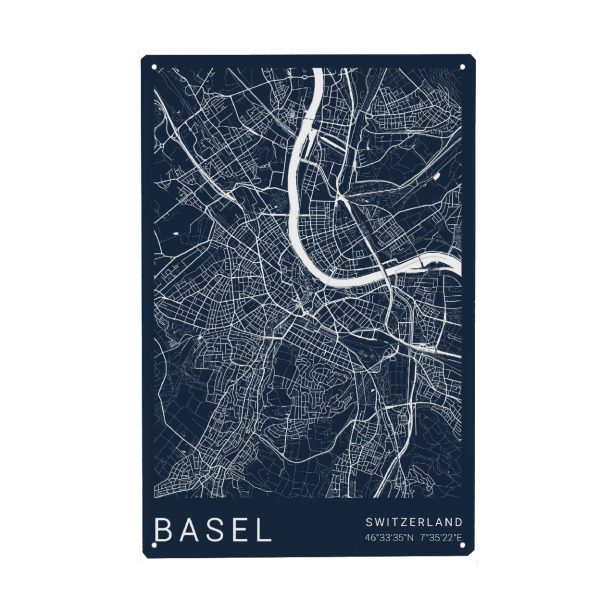 Holzbild "Basel Stadt City Map" artboxONE - Städte,Kartografie