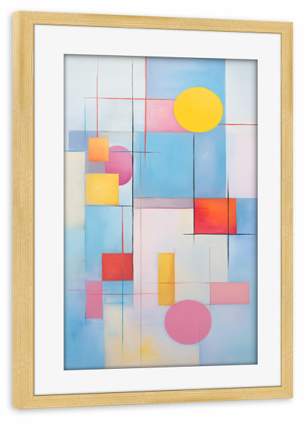 Poster mit Rahmen kiefer "Blaue kräftige Formen" artboxONE - Abstrakt,Geometrie