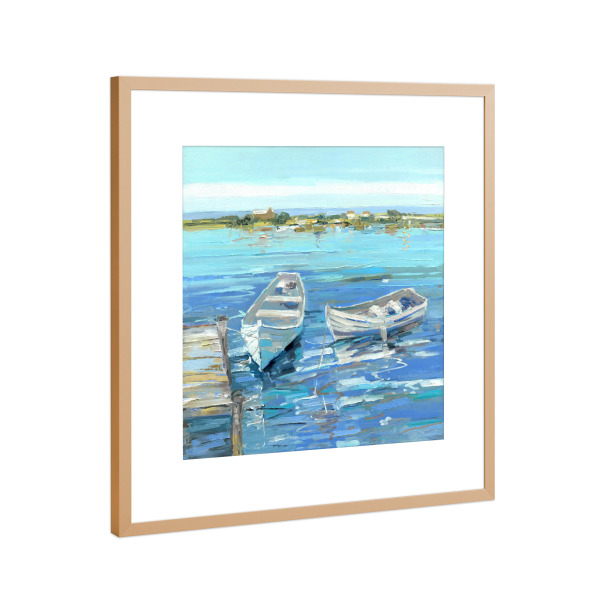 Poster mit Rahmen Kupfer "Serenity Row I" artboxONE - Natur,Reise,Reise / Strand und Meer - Boote,Dock,Gemälde,Malerei,Kunst