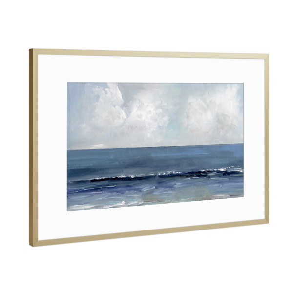 Poster mit Rahmen Gold "Blaue Meere" artboxONE - Abstrakt,Reise / Strand und Meer - Ozean,Küste,Küste,Meer