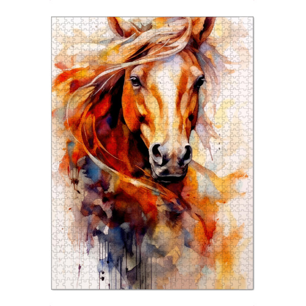 Puzzle Ravensburger "Pferde-Aquarellkunst E" artboxONE - Tiere - Pferd,Pferde,Tier,Aquarell,Malerei,Pony - Bild pferd
