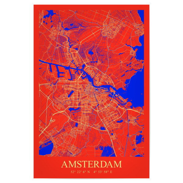 Poster "Stadtplan Amsterdam" artboxONE - Städte / Amsterdam,Kartografie