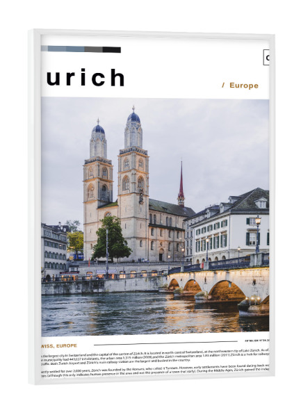 Poster mit weißem Rahmen "Cover der Zürcher Zeitung" artboxONE - Städte,Architektur