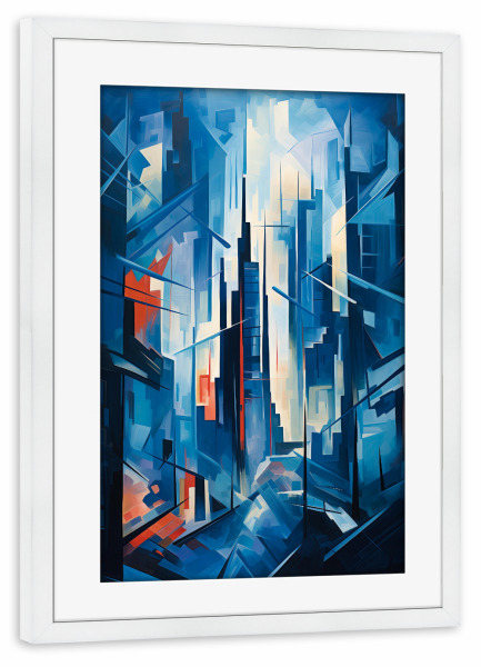 Poster mit Rahmen weiß "Abstrakte Stadt von morgen" artboxONE - Städte,Abstrakt,Architektur