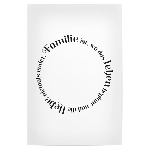 Poster "Familienkreis Schwarz" artboxONE - Typografie,Liebe,Für Mama,Für Papa