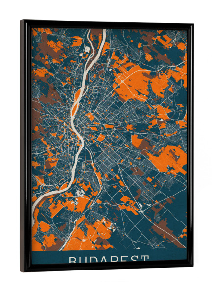 Poster mit schwarzem Rahmen "Budapest Vintage City" artboxONE - Städte / Budapest,Kartografie
