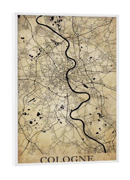 Poster mit weißem Rahmen "Köln Vintage Stadtplan" artboxONE - Städte / Köln,Kartografie