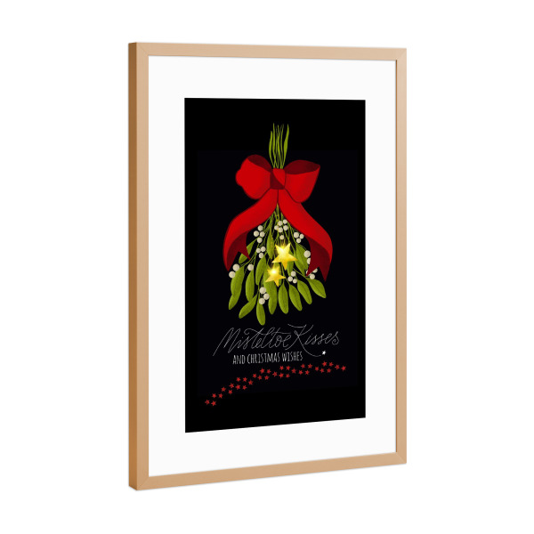 Poster mit Rahmen Kupfer "Mistelzweig mit Sternen" artboxONE - Weihnachten - Weihnachten,Winter,Advent,Adventskalender,Sterne,Mistelzweig,Geschenk