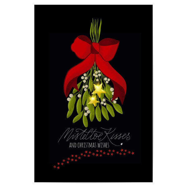 Poster "Mistelzweig mit Sternen" artboxONE - Weihnachten - Weihnachten,Winter,Advent,Adventskalender,Sterne,Mistelzweig,Geschenk