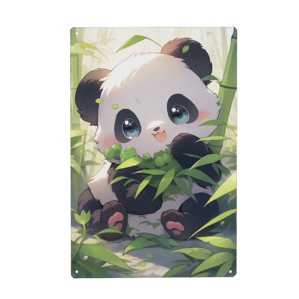 Holzbild "Süßer Panda" artboxONE - Natur,Floral,Tiere - Süß,Panda,Bär,Natur,Tiere,Wald,Blätter,Kinder,Kinderzimmer,Ki
