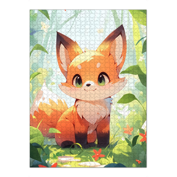 Puzzle Ravensburger "Süßer Fuchs" artboxONE - Natur,Floral,Tiere - Süß,Fuchs,Kinder,Kinderzimmer,Tier,Natur,Blumen,Pflanzen - Bild süß