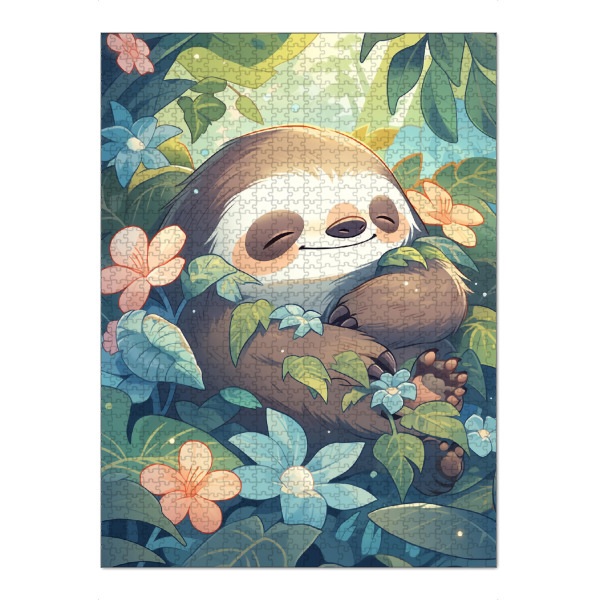 Puzzle Ravensburger "Süßes Faultier" artboxONE - Natur,Floral,Tiere - Süß,Faultier,Tier,Natur,Blumen,Pflanzen,Kinder,Kinderzimmer - Bild süß