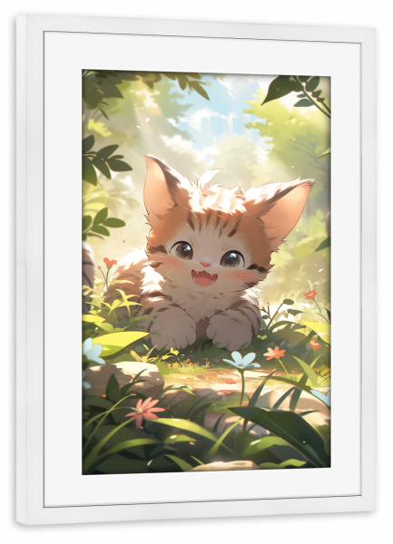 Poster mit Rahmen weiß "Süßes Katzen Baby" artboxONE - Natur,Floral,Tiere - Katze,Natur,Tiere,Kinder,Kinderzimmer,Floral,Blumen,Ki