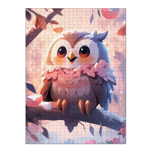 Puzzle Ravensburger "Süßes Eule Baby" artboxONE - Natur,Floral,Tiere - Süß,Eule,Tier,Natur,Baum,Blätter,Kinder,Kinderzimmer - Bild süß