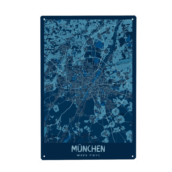 Holzbild "Stadt München Map" artboxONE - Städte / München,Kartografie