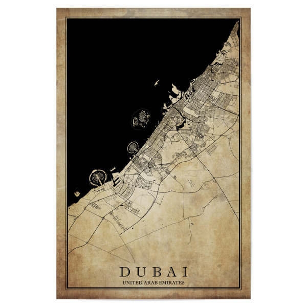 Poster "Dubai Vintage City" artboxONE - Städte / Dubai,Kartografie