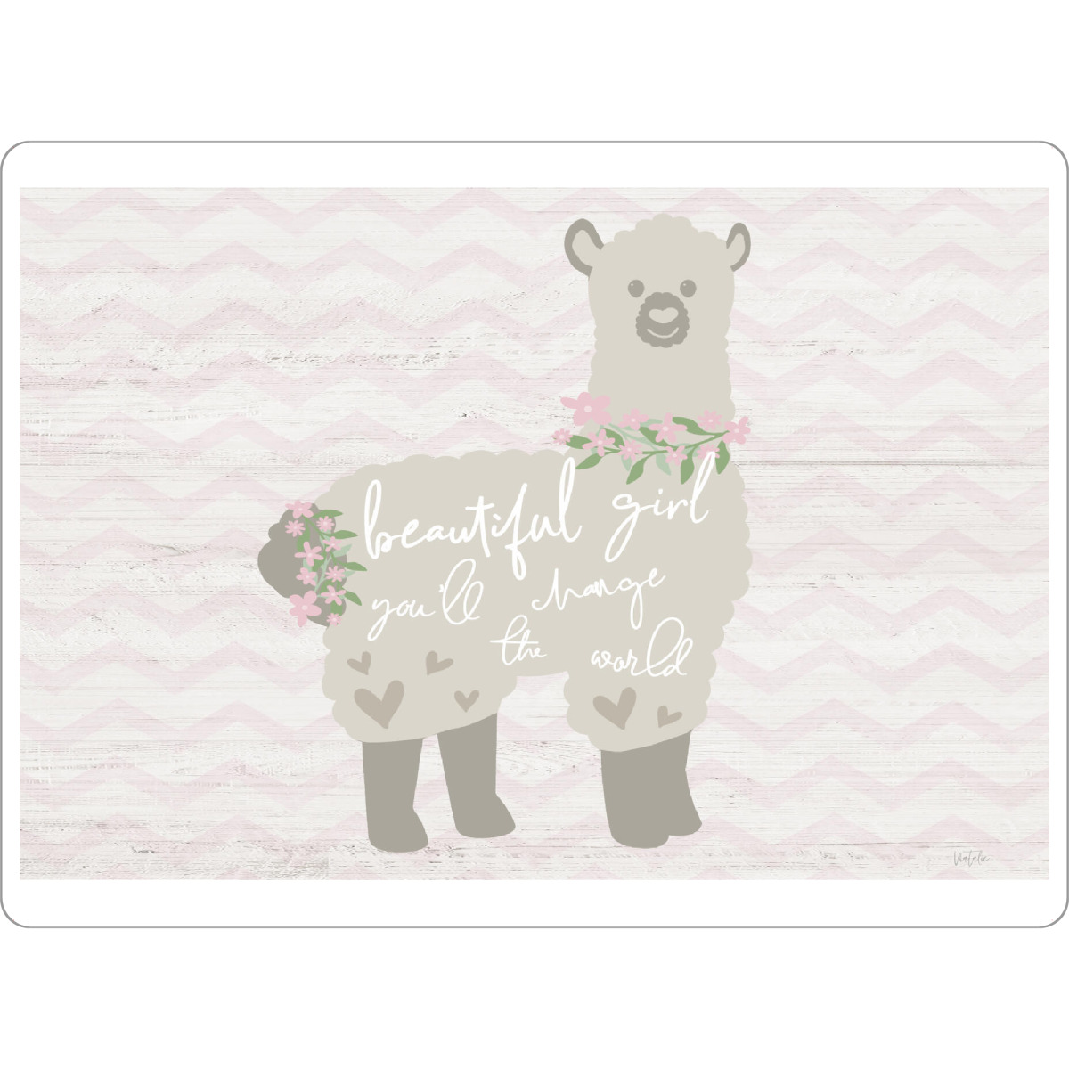 Tischset "Blumenlama" artboxONE - Typografie,Für Kinder,Tiere - Lama,Kind,Kinder,Mädchen,Schön - Bild lama