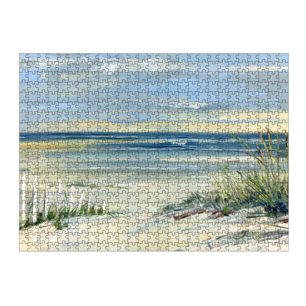 Puzzle Ravensburger "Path To Sea" artboxONE - Abstrakt,Reise / Strand und Meer - Küste,Küste,Strand,Zaun,Gras,Meer - Bild küste