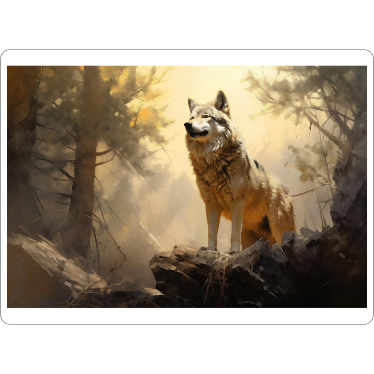 Tischset "Wolf-Malerei" artboxONE - Natur,Tiere - Tier,Kunst,Leinwand,Wald,Impressionistisch,Natur,öl,Gemälde,Wildnis,Tierwelt,Wolf - Bild tier