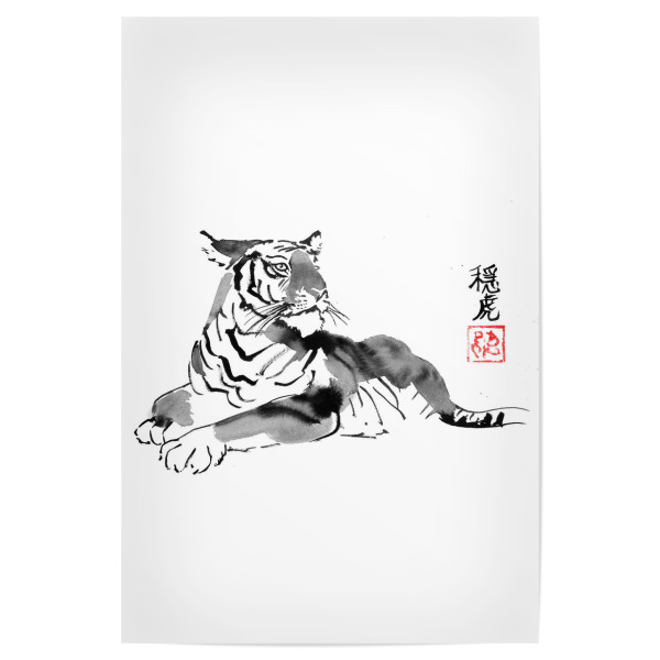 Poster "Tiger Sumie" artboxONE - Tiere,Schwarzweiß,Reise / Asien - Tiger,Sumie,Japan