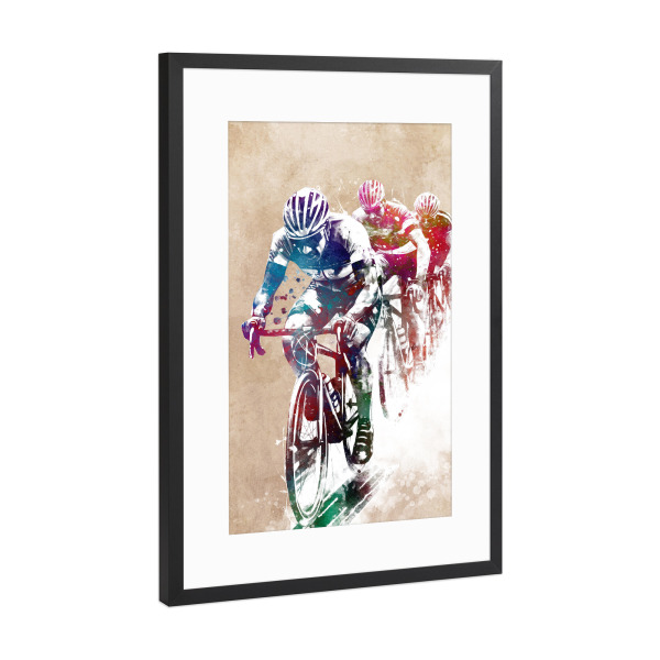 Poster mit Rahmen Schwarz (Metallic) "Radsport Kunst B" artboxONE - Sport,Sport / Sommerspiele - Radfahren,Radfahrer,Sport,Fahrrad,Fahrrad,Biker