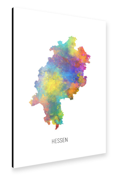 Alu-Dibond "Aquarell-Landkarte Hessen" 30x20 cm artboxONE