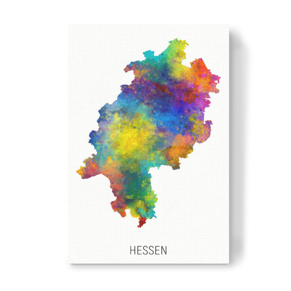 Leinwandbild "Aquarell-Landkarte Hessen" artboxONE - Kartografie - Hessen,Karte,Aquarell,Malerei,Landeskarte,Deutschland