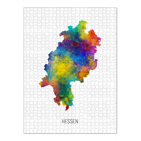 Puzzle Ravensburger "Aquarell-Landkarte Hessen" artboxONE - Kartografie - Hessen,Karte,Aquarell,Malerei,Landeskarte,Deutschland - Bild hessen