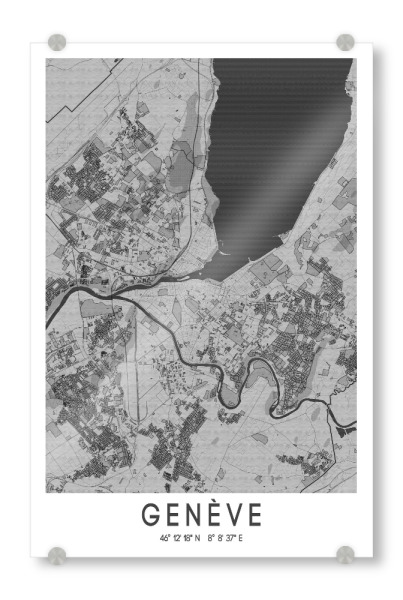 Acrylglasbild "Genève Stadt Karte" artboxONE - Städte,Kartografie