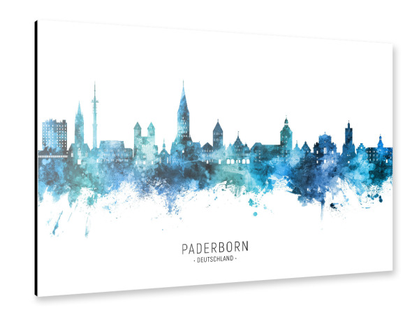 Alu-Dibond "Paderborn Skyline Blauer Name" 30x20 cm artboxONE