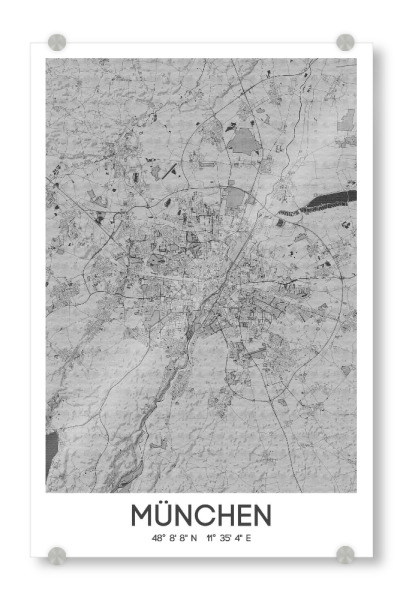 Acrylglasbild "Stadt München Bleistift Map" artboxONE - Städte / München,Kartografie